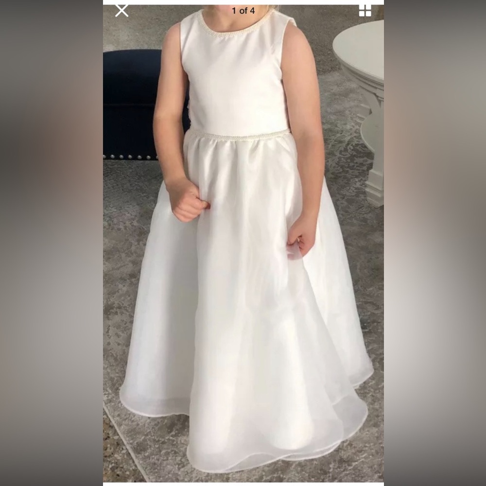 Rosebud Ivory Sleeveless Dress with Pearl Accents